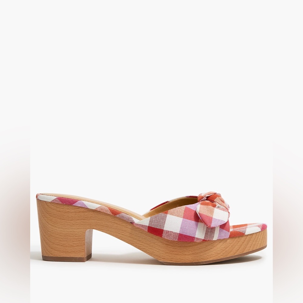 JCREW PRINTED HEELED MULES WITH BOW SIZE 7-1/2 BRAND NEW